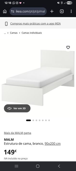Cama IKEA Malm Solteiro + Estrado