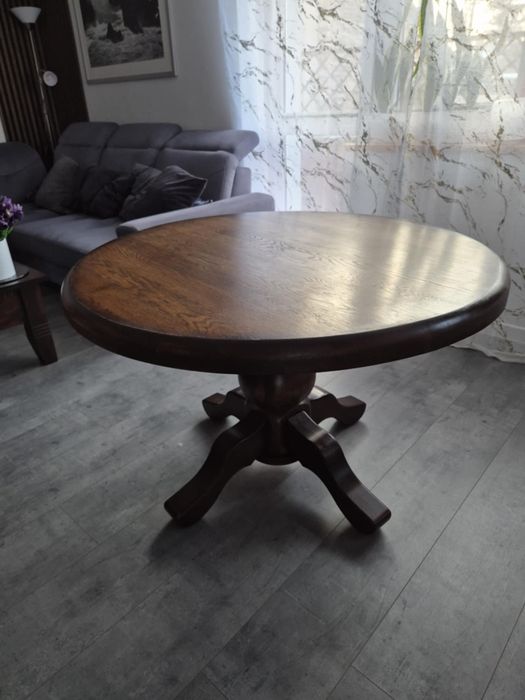 Okrągły Stół Dębowy z litego drewna