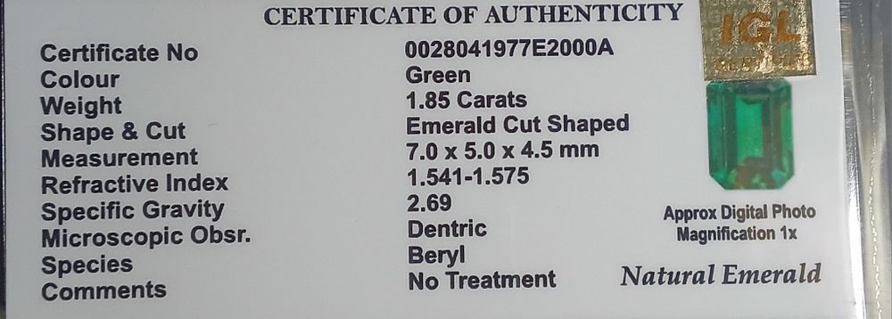 ESMERALDA da ZAMBIA  7X5MM C/ Certificado Preco por unidade