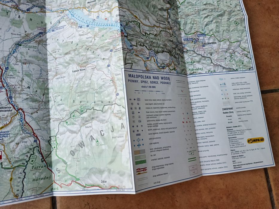 Mapa Pieniny, Spisz, Gorce, Podhale