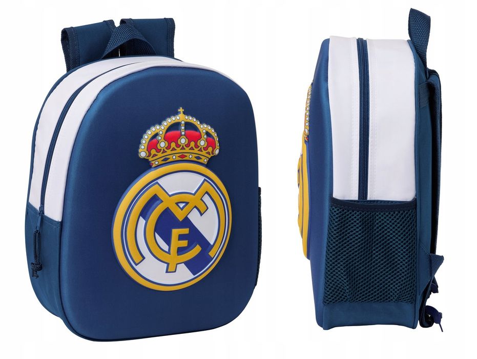 Plecak Przedszkolny Dla Chłopca Piłkarski Real Madryt Niebieski 3D