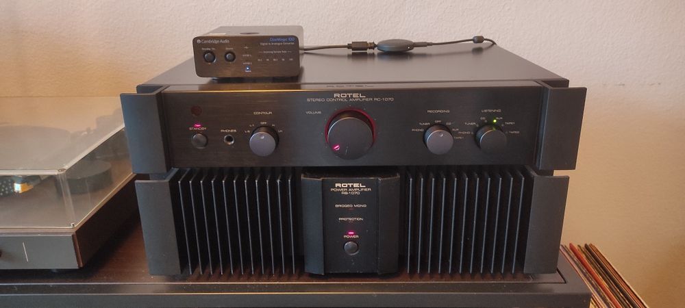 Rotel 1070 pre+wzmacniacz komplet z Cambridge Audio DAC Magic 100 i chromecast