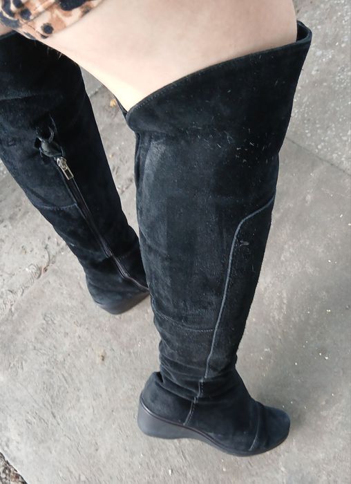 Сапожки замшеві,натуральні,ботфоиди 37р.