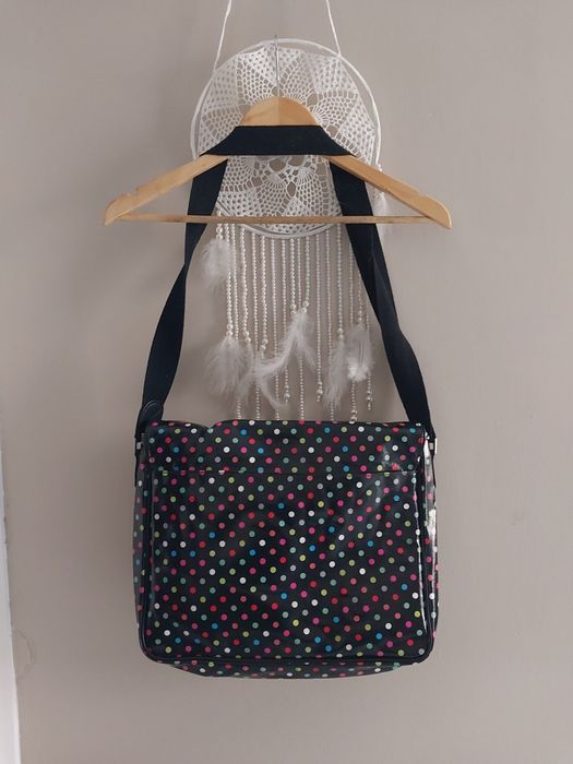 Nowa torba teczka Paperchase czarna w grochy kropki duża.