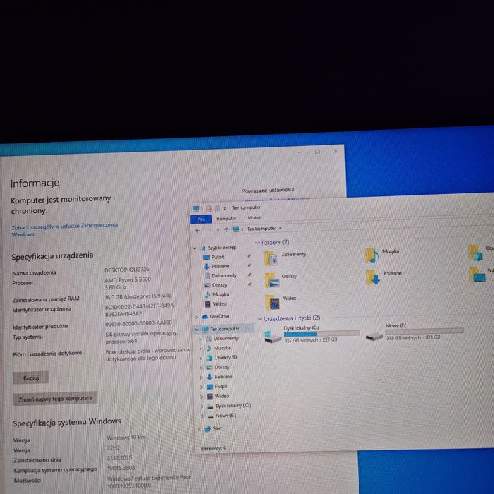 Komputer RX6600XT/1TB SSD/R5 5500/16gb ram/Gamingowy Okazja Gwarancja