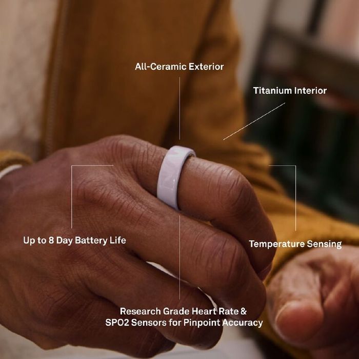 Oura Ring 4 ceramic Cloud/Midnight розумне кілце Аура Біле та синє