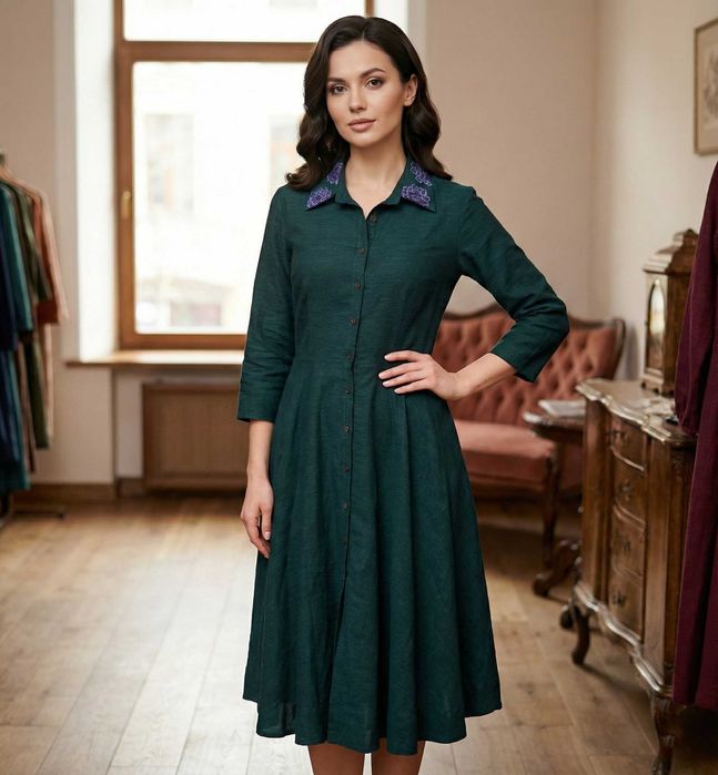 Платье Okhai (Индия). Ручная работа/Вышивка. Хлопок. Размер XS950