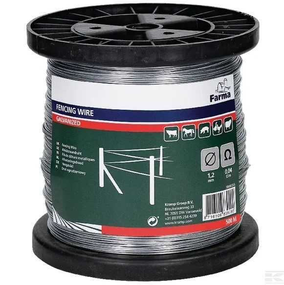 Drut do ogrodzenia elektrycznego pastucha  1,2 X 500m ocynkowany