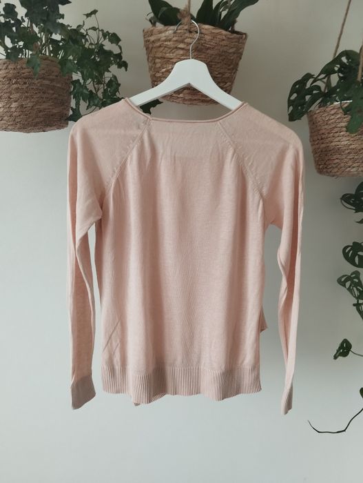 Bluzka dzianinowa, cienki sweter, basic, pudrowa, bawełna r.S Esprit