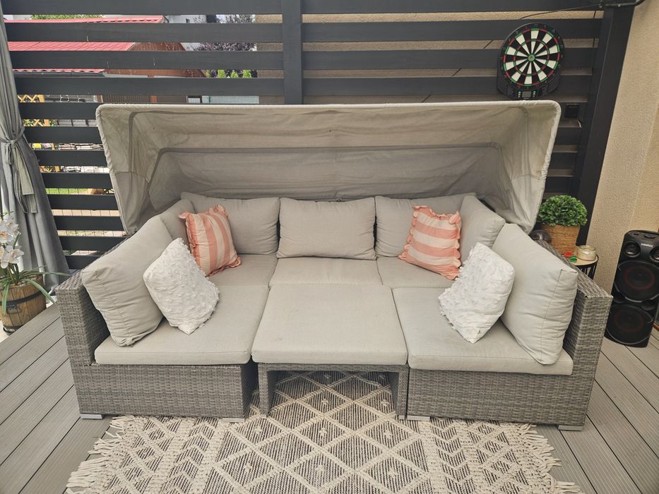 Komplet mebli ogrodowych / tarasowych – sofa + 2 fotele + stolik