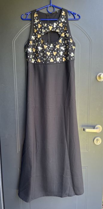 czarna sukienka maxi cekiny 38 nowa