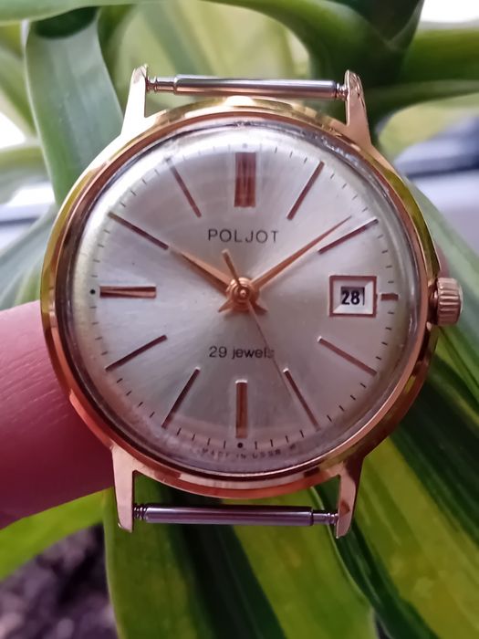 Часы Полёт Дэ Люкс "POLJOT"29 камней позолота Аи20 СССР