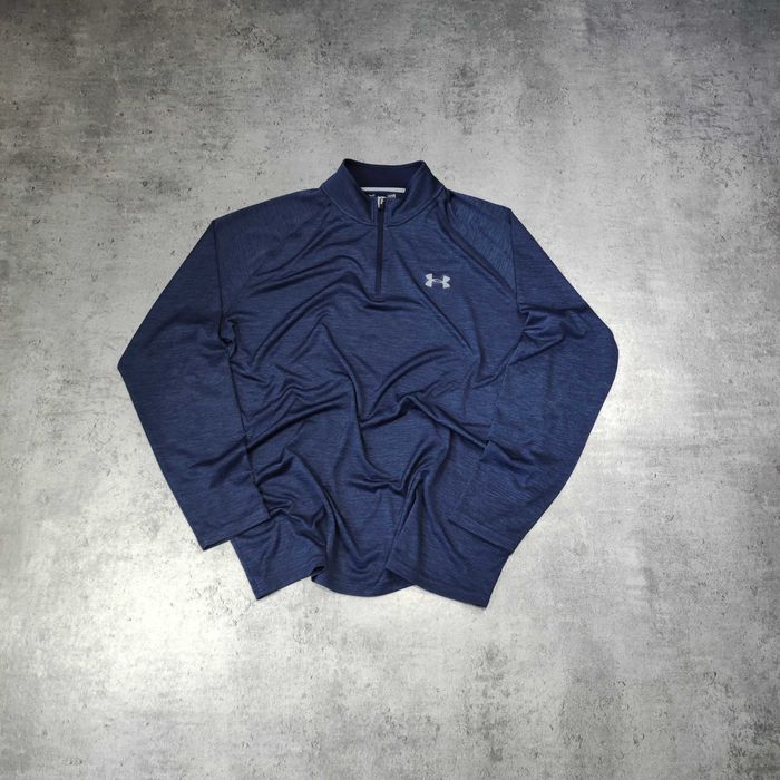MĘSKA Lekka Sportowa Bluza Długi Rękaw Stójka Granat Under Armour PRO