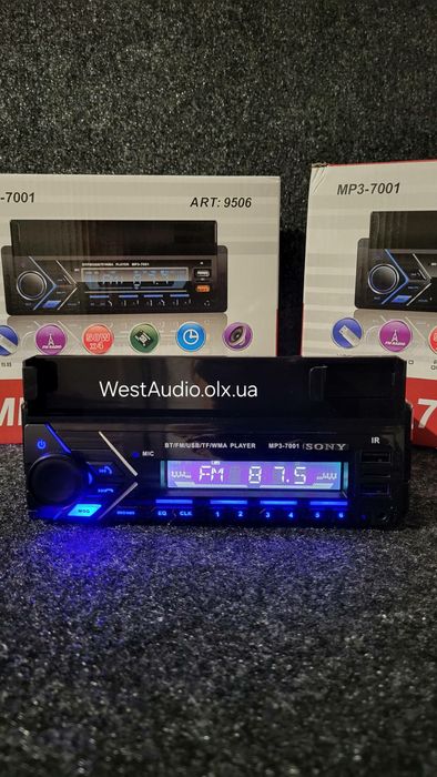 Блютуз магнітола Sony 7001 з тримачем для телефона