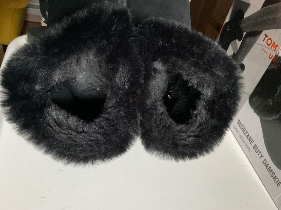 Ciepłe Skórzane Buty damskie czarne rozmiar 37 Tom&Rosa