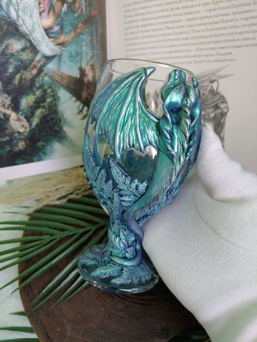 Келих Дракон пивний винний з декором полімерна глина подарунок ручна