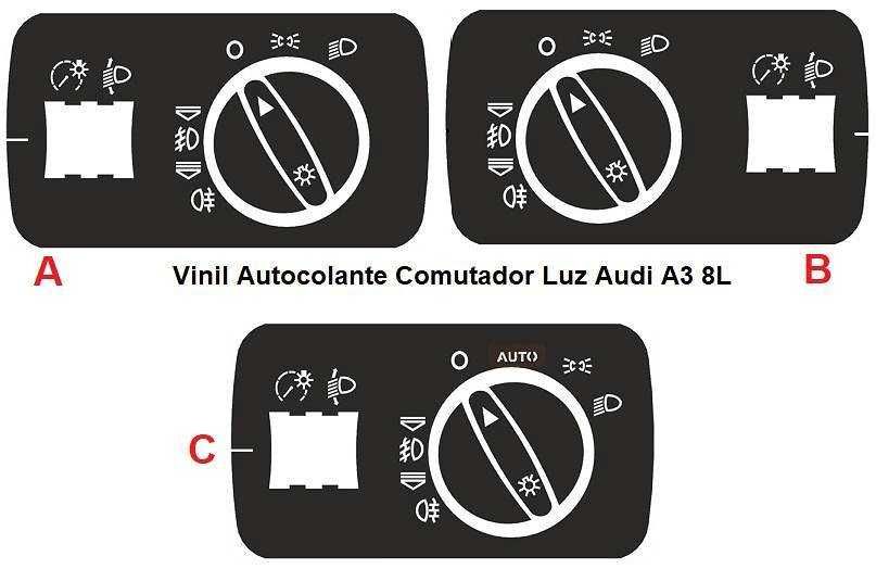 Kit Vinil Reparação Botões Interior Audi A3 8L / 8P