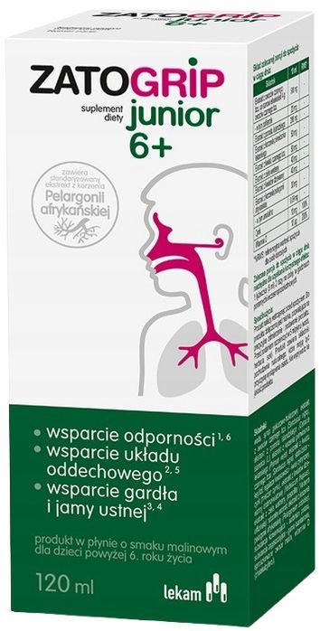 Zatogrip Junior 6+ Czarny Bez Pelargonia Afrykańska 120ml