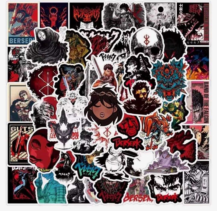 Наклейки стикеры «Берсерк» для фанатов аниме и манги 50 шт