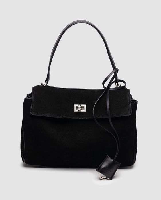 Сумка Balenciaga Rodeo Black Suede/Silver Hardware замша | чорна