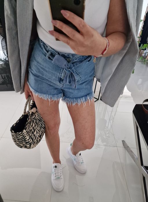 Szorty jeansowe Sister 36 34 wysoki stan wiązane