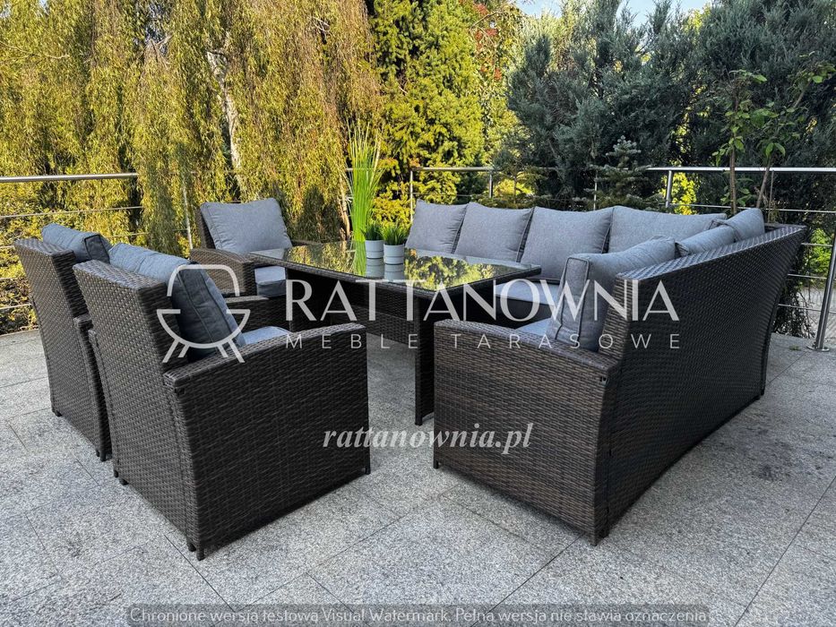 Narożnik Ogrodowy Zestaw Wypoczynkowy Technorattanowy 2 Kolory Premium