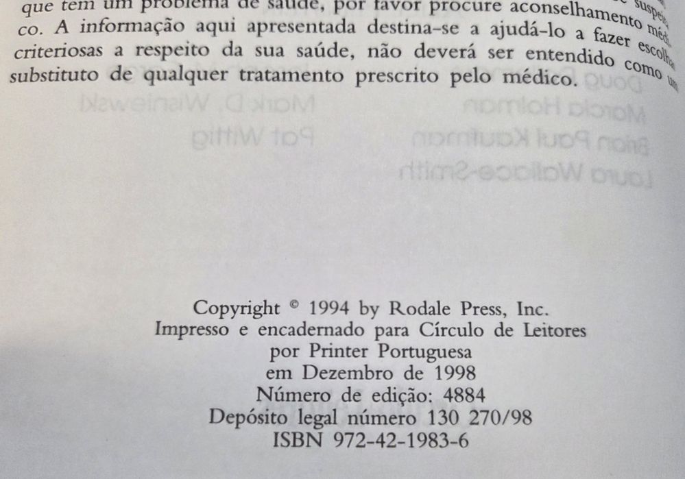 Livro Sintomas causas e curas