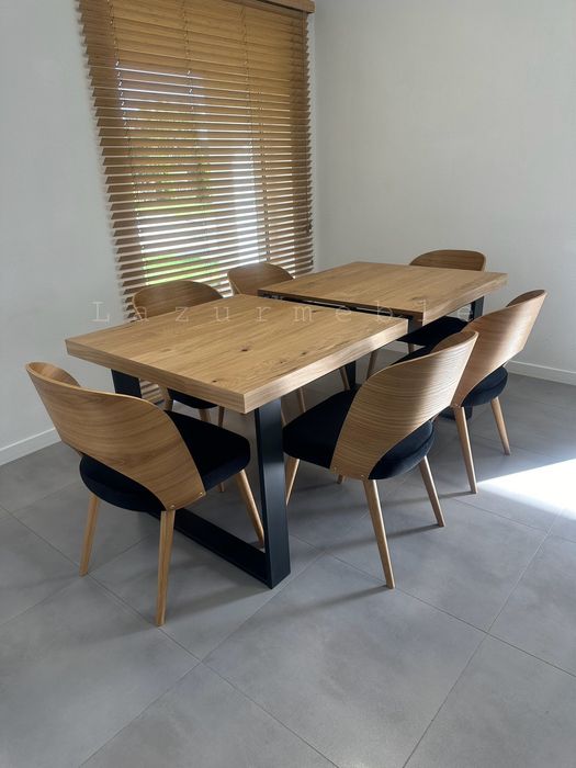 Zestaw stół Loft 200 x100 plus 2 x50 + 6 szt krzesło Dora