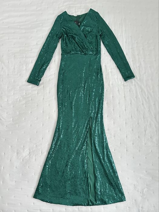 Nowa długa maxi sukienka butelkowa zieleń M 38 studniówka wesele bal