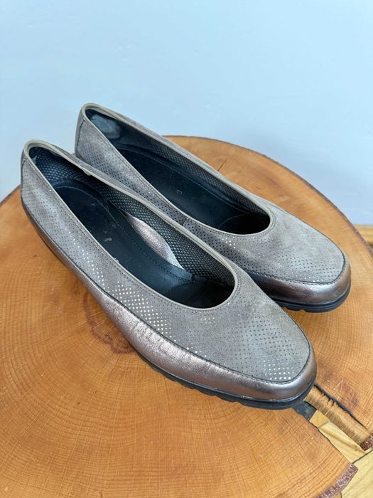 Buty skórzane Ara szare skóra naturalna jesienne zamsz vintage