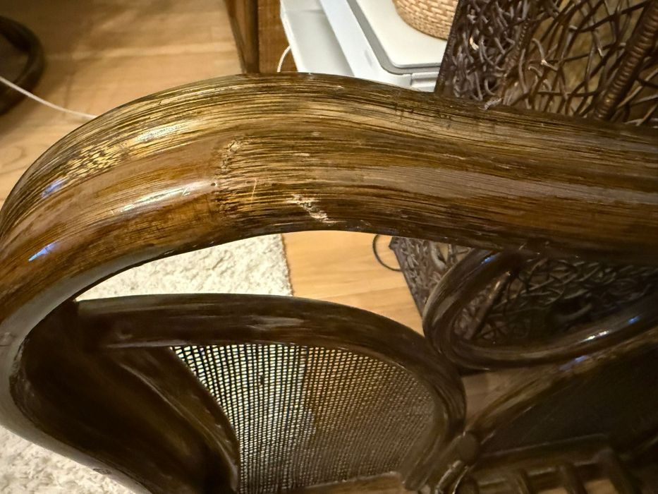 Kanapa rattanowa plus stolik szklany