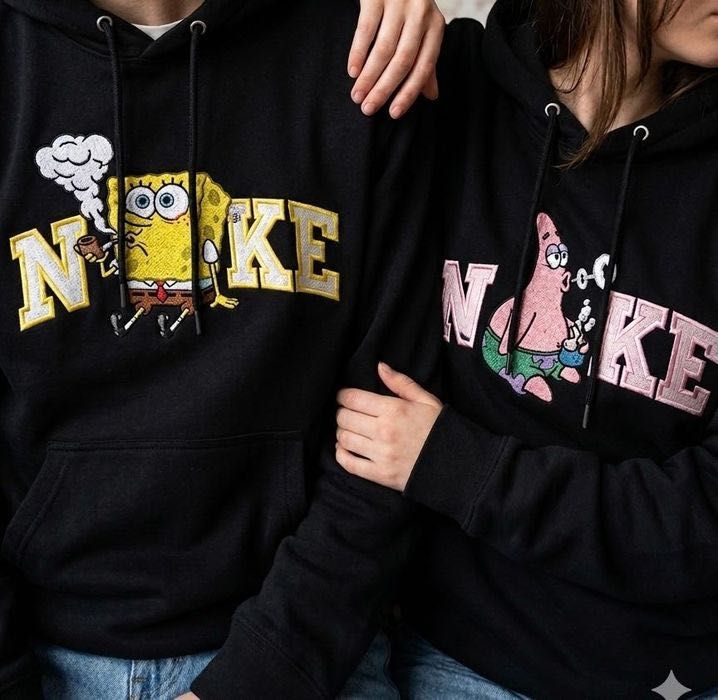 Custom bluzy dla pary komplet haft Spongebob Patryk czarne