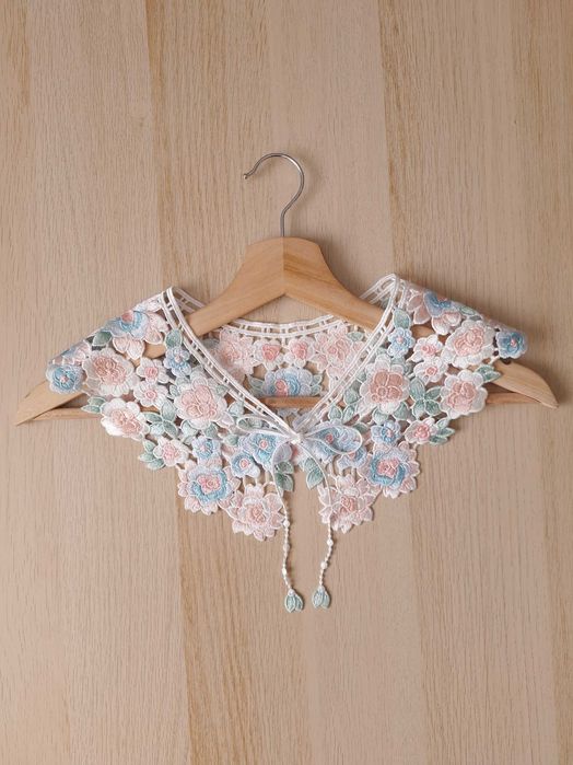 Kolorowy Haftowany Kołnierzyk W Kwiaty Doczepiany Odczepiany Fałszywy