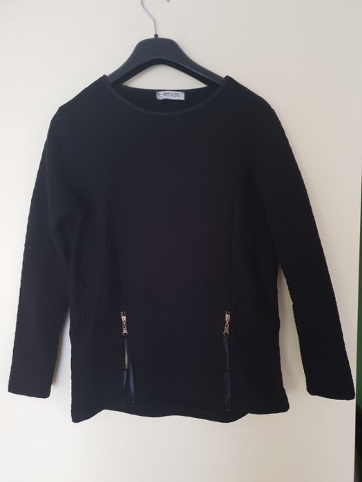 Bluza bluzka czarna pikowana zamki zip zipy S/M 36/38