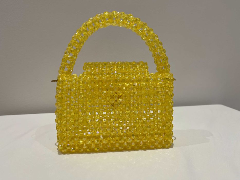 Damska złoty torebka wesele 18x12x21 koralik