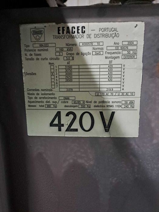 VENDO Posto Transformação 160Kva (estado-usado)
