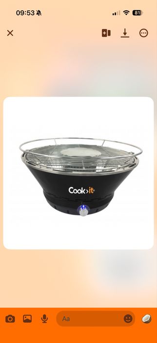 Grill bezdymny Cook>it na brykiet i wegiel drzewny. Wbudowana dmuchawa