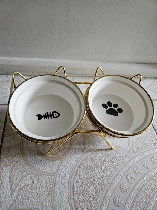 Miski miska dla psa na karmę i wodę dla kota złote  glamour eleganckie
