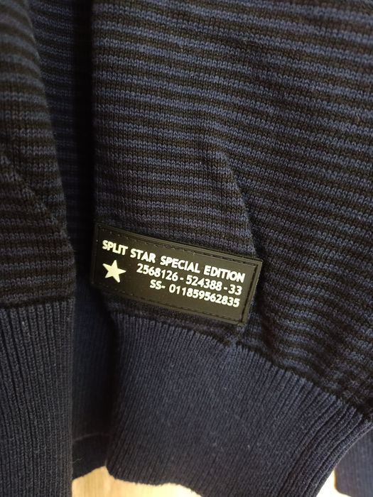 Męski granatowy sweter w paski, L, Splitstar