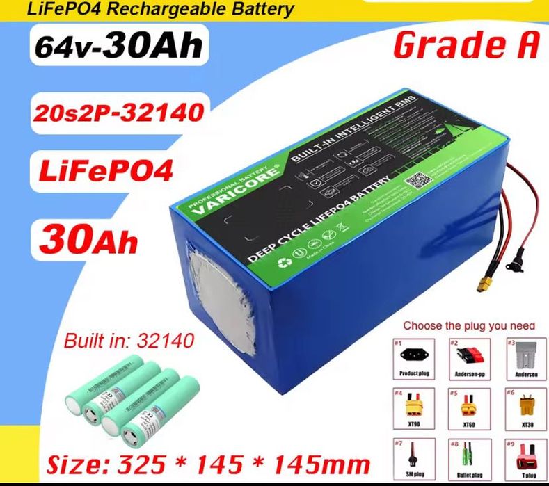 bateria 60V 30Ah LiFePO4 Scooter moto litio