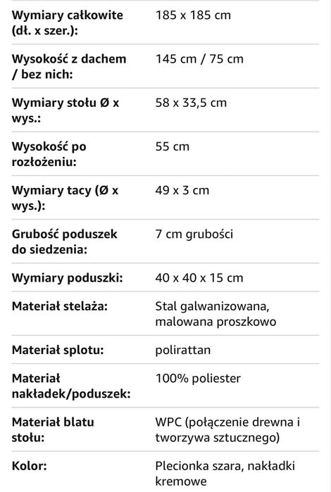 Wyspa ogrodowa CASARIA 185cm