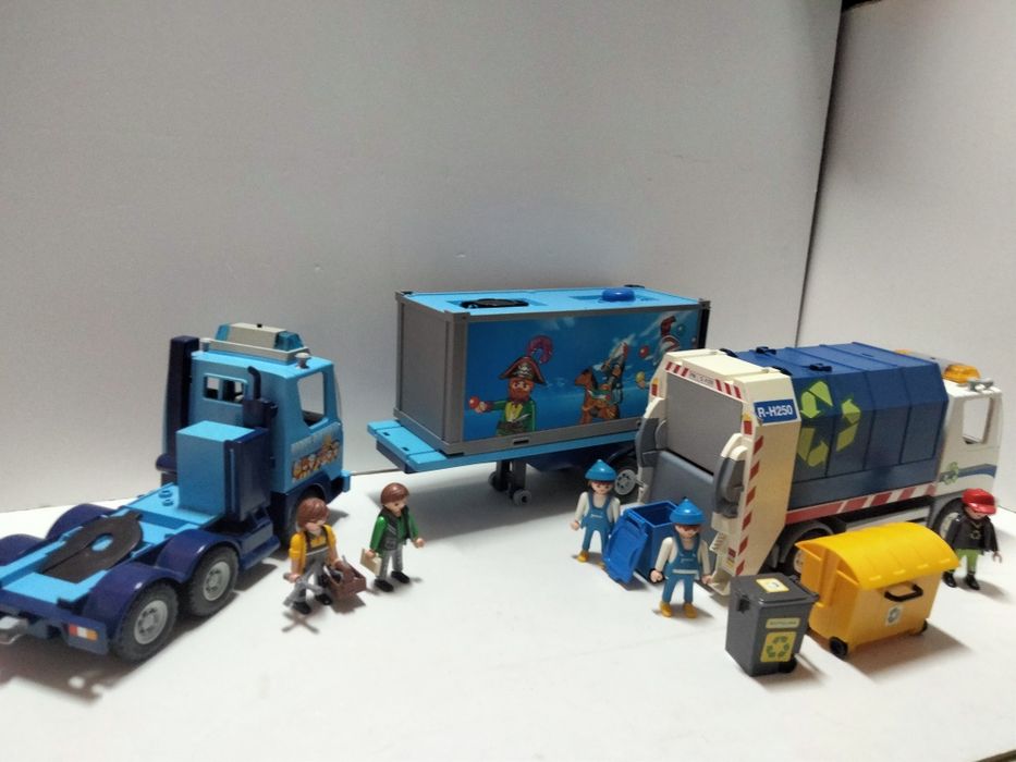 Playmobil śmieciarka i Tir z obsługą