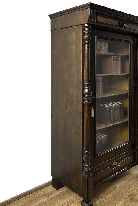 WITRYNA BIBLIOTEKA z kolumnami XIX w. antyk, szuflada