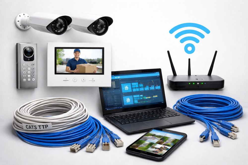 Montaż serwis monitoring alarm wideodomofon siec LAN WIFI