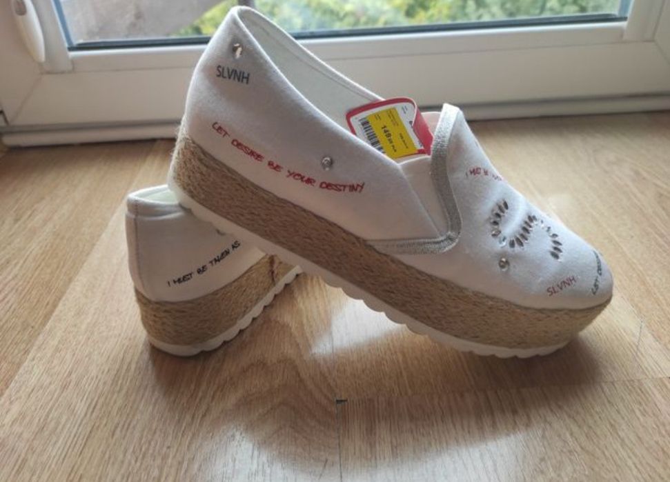 Buty espadryle damskie białe 39 Silvian Heach nowe z metką włoskie