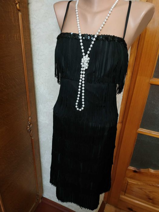 Весільна сукня оздоблена бахромою в стилі 20-х років Гетсбі М/L_46-48