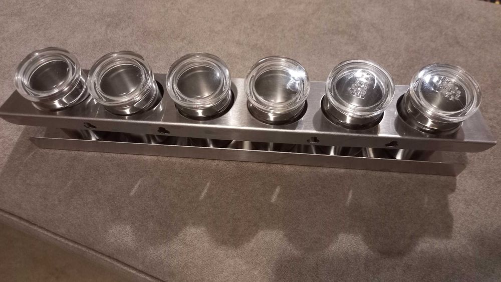 Frascos para especiarias (inox) com suporte