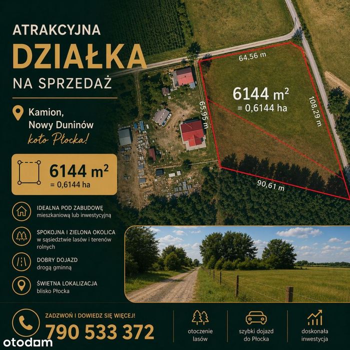 Działka Kamion | Mpzp | blisko Płocka Nowy Duninów