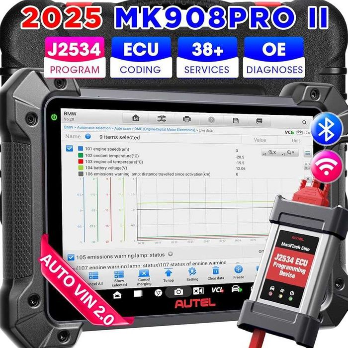 Máq. Diagnóstico Auto Autel MaxiCOM MK908 Pro II Novo modelo