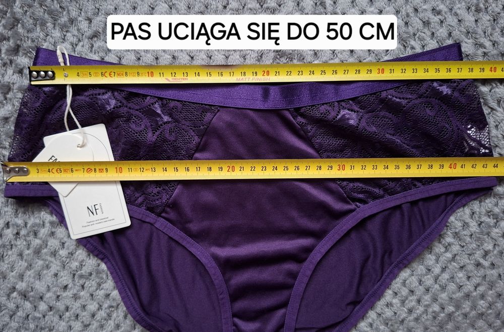 Fioletowy komplet bielizny z koronką braletka majtki wysoki stan